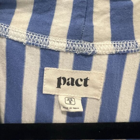 PACT Organic Staycation Short Robe In Hideaway Stripe Sz Xs/s Missing Waist Tie! - Picture 3 of 7